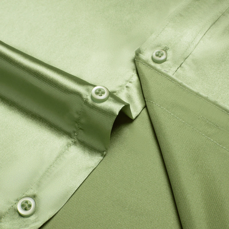 Solid Satin Shirts for Men Sage Green Black Yellow Red | SAMAG