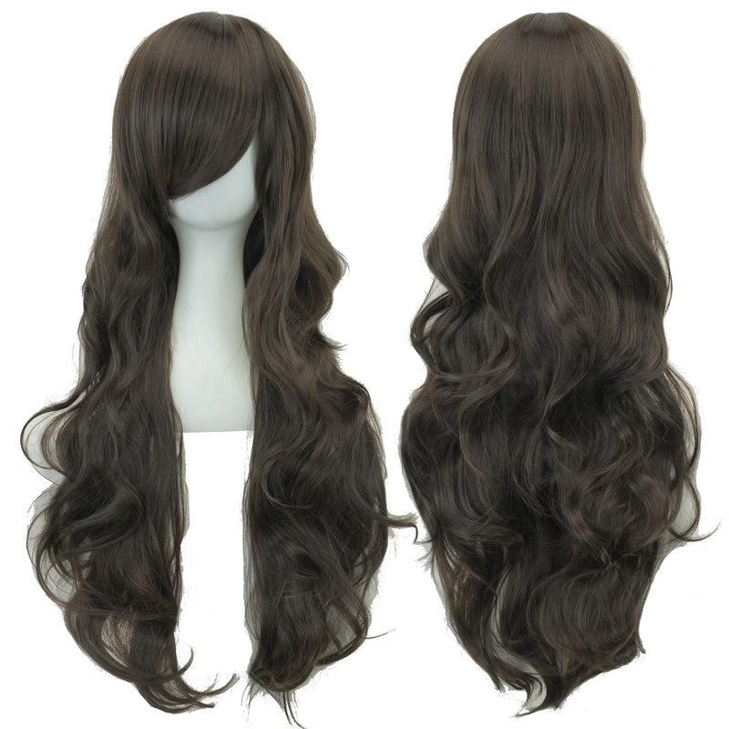 Soowee Curly Long Synthetic Hair Green Wig Hairpiece Pink Black Party Hair Cosplay Wigs for Women