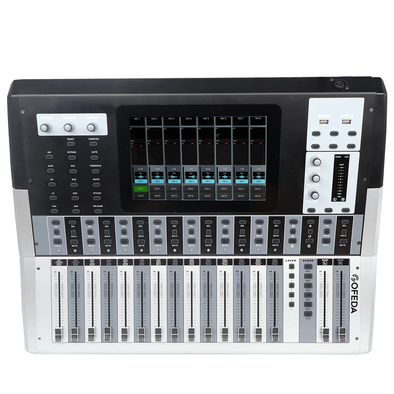 Gooermi DM32 32 Channel Digital Audio Mixer USB PC Recording DJ Mixing Console with 48V Phantom Power for Studio Live Streaming