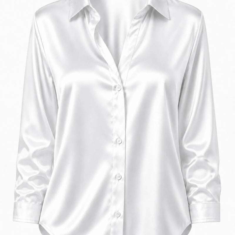2026 New Autumn Hot Selling Women's Satin Long-Sleeve Shirt, Elegant Button Design, Columbia Print, Loose Fit Women's Shirt Top