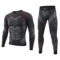 Men's Tactical Thermal Underwear Set for Outdoor Sports, Cycling Training, Fitness, Adjustable Seamless Thermal Clothing