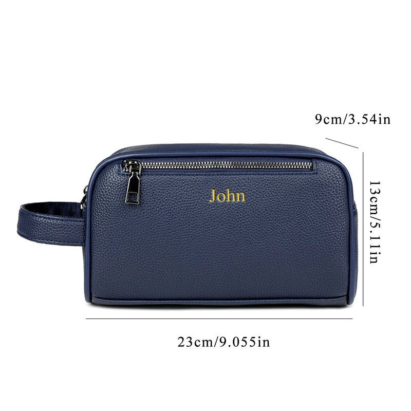 Customized Name Men's Business Handbag Made of Soft Leather, Large Capacity, PU Leather Outdoor Travel Storage Bag