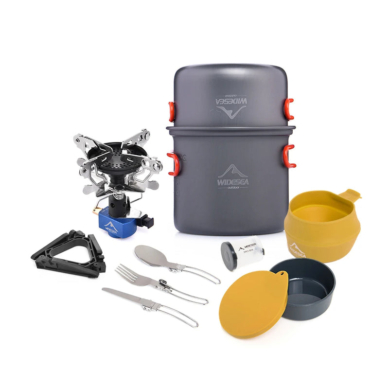 Widesea Camping Cookware Set Easy to Carry Multi Combinations Portable Outdoor Cooking Kit with Stove Cutlery for Hiking Picnic