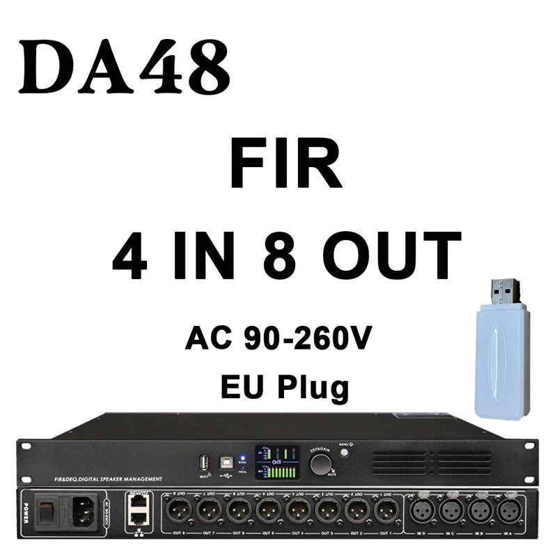 Paulkitson DA48 Professional Digital Audio Processor 4 IN 8 OUT With FIR 96Khz or 192Khz DSP Speaker Management System WIFI