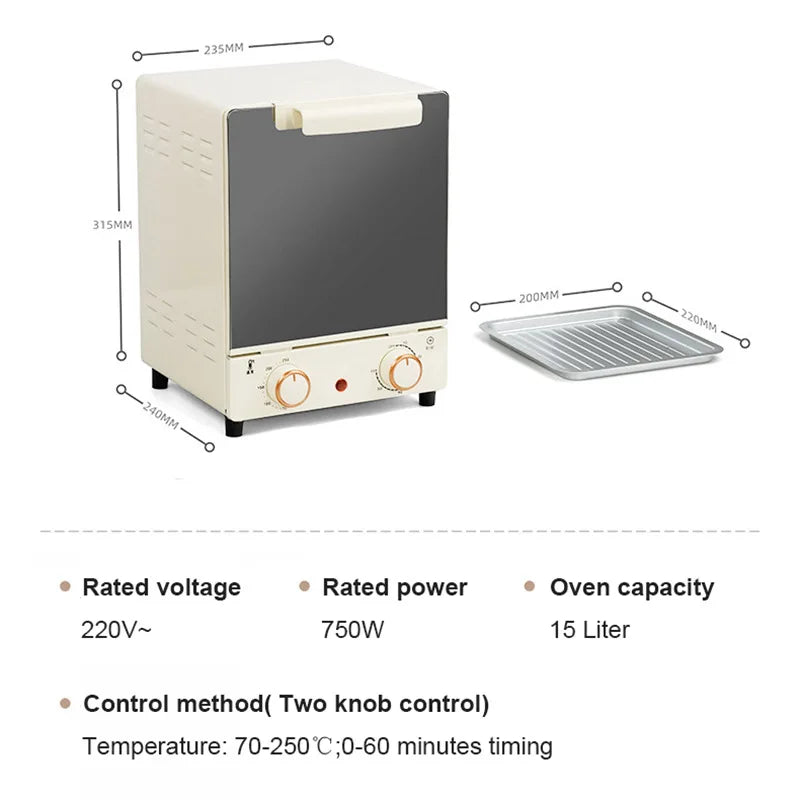 12L Mini Vertical Electric Oven with Three Layers Cutebaking Position Multifunctional Explosion-Proof Safe for Home Use