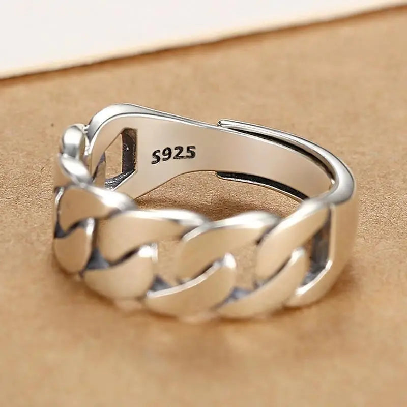 VENTFILLE 925 Sterling Silver Ring for Women Girl Gift Retro Open Trend Unique Design Geometric Asymmetric Jewelry Dropship