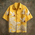 New Dark Green Embossed Pattern Fabric with Flying Crane | SAMAG