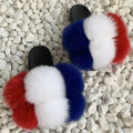 Fur Slides Factory Supply Mixed Color Pom Pom Six Balls Fox Fur Multi-Color Fluffy Fur Slippers For Women