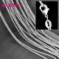 10PCS Wholesale Pure 925 Sterling Silver Charm Link Chain Necklace Jewelry with Strong Smooth Lobster Clasps 16-30 Inches