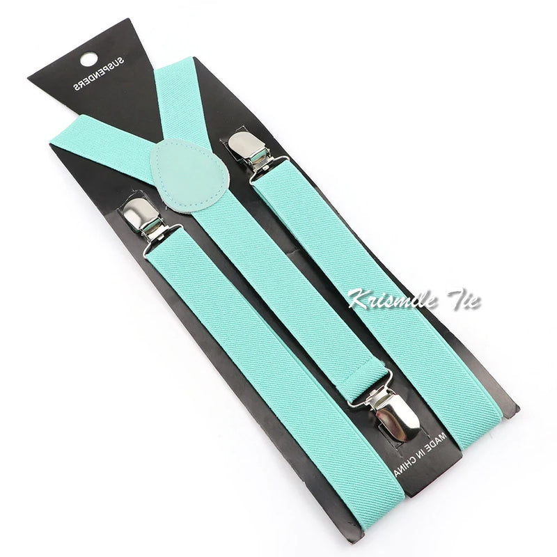 Fashion Men Kids Turquoise Green Suspender Bowtie Sets | SAMAG