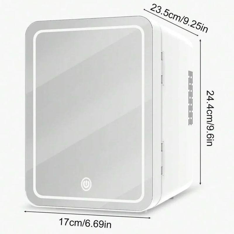Mini Fridge Skincare With Dimmable LED Light Mirror, 4 Litre Capacity/6 Cans Of 330ml Mini Fridge For Skincare And Makeup, Coole
