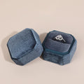 Octagon Velvet Jewelry Box Double Ring Storage Box With Detachable Lid For Engagement Wedding Ring Packaging Display Gift Box