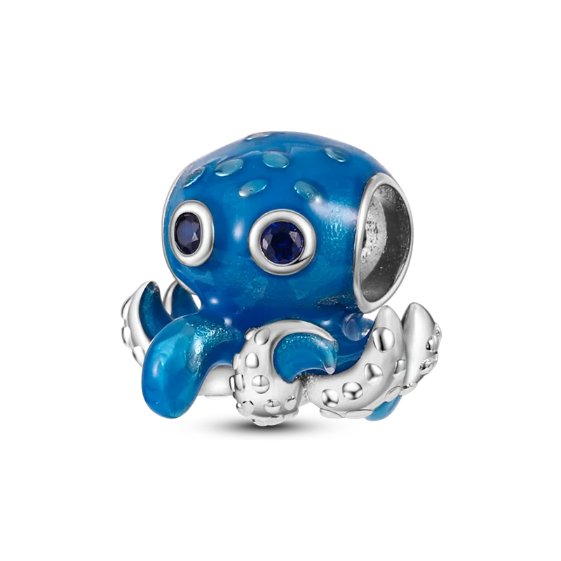 925 Sterling Silver Ocean Theme Charm Beads For Women Blue Wave Dolphin Seashell Compatible Summer Beach Vacation Jewelry