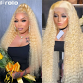 Blonde 613 Hd Lace Frontal Wig 13X6 Deep Wave Human Hair Wigs 40 Inch Curly Lace Front Wig Brazilian For Black Women 250 Density