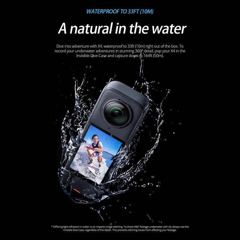 Insta360 X4 8K Panoramic Action Camera Refurbished 72MP Photos Digital Camera For Vlogging Cameras FlowState Stabilization 10M Waterproof Go Pro Vlogging 360° Camera Fast Shipping From US