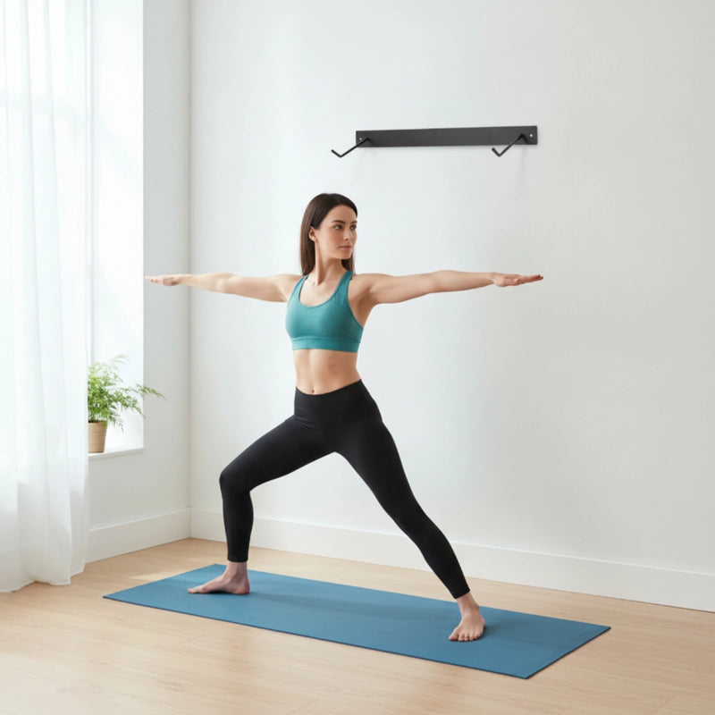 Fitness Mat Storage Rack Metal Shelf with Hooks Heavy - Duty Sturdy for Yogis, Home Gym, Workout Room - View 5 | SAMAG