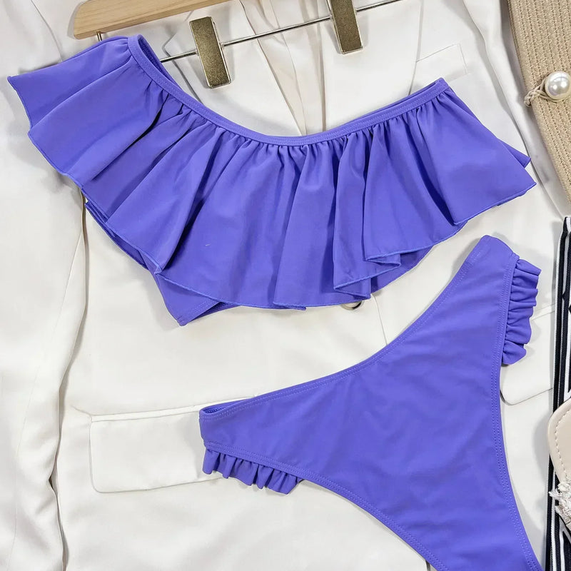 Bikini Sexy Swimwear Swimsuit Women Big Ruffle Single | SAMAG