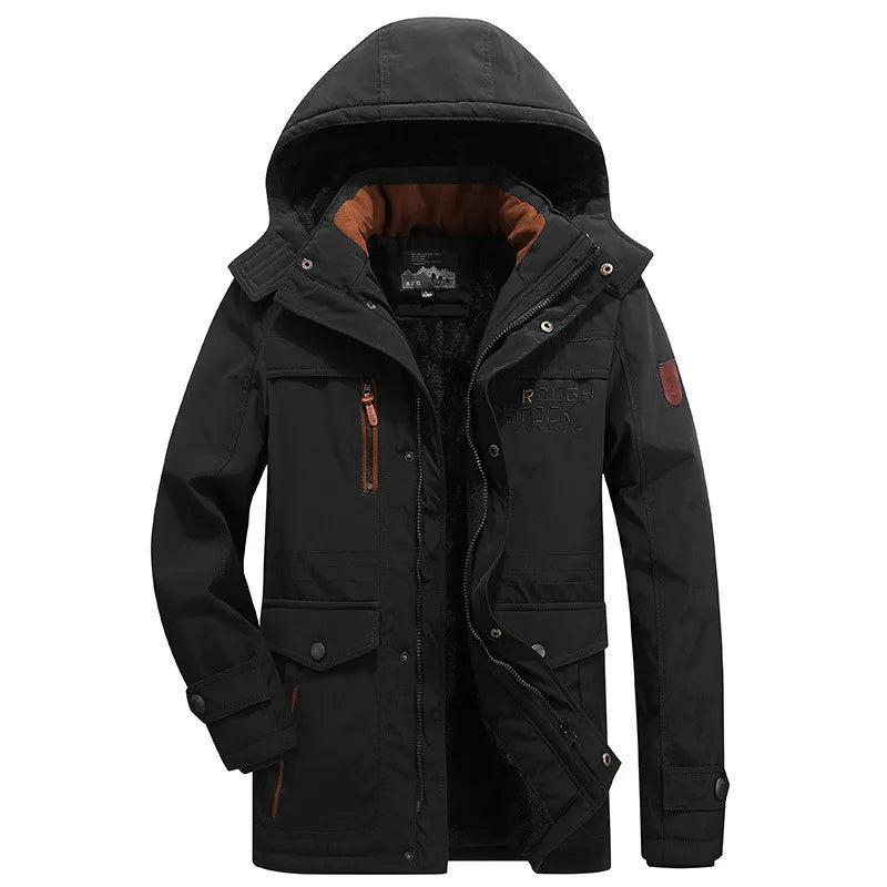 Men's Casual Winter Thick Warm Parkas Windproof Overcoats Male Fashion Hooded Cotton-padded Down Jackets Outdoors Long Coats