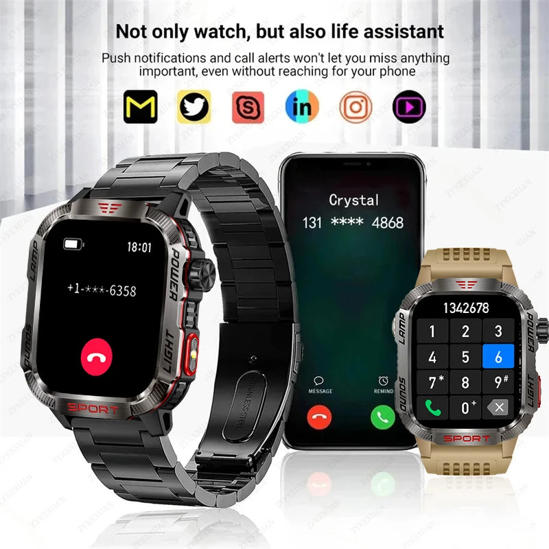2026 Military GPS Smart Watch Money Detector Light Compass Waterproof Outdoor Sport Tracker Bluetooth Call Watch with Flashlight