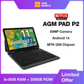 AGM Pad P2 Tablet 11" Fhd Display 480Nit Brightness, 8Gb+256Gb Mtk G99, 50Mp Camera, 7850Mah Battery, Widevine L1