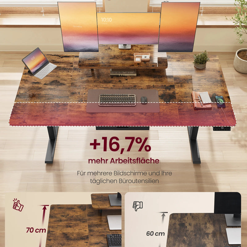 VASAGLE Height Adjustable desk Flexible Mounted Display Stand Drawer Long Sitting Reminder For office