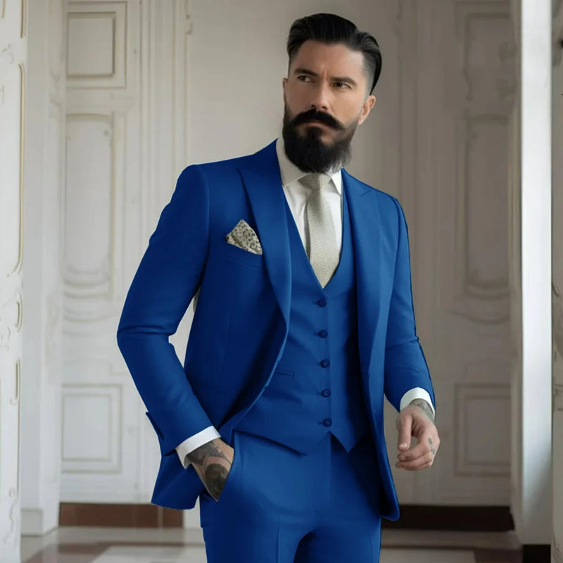 Champagne mens Tuxedo Wedding Suits For Bespoke Groom Wear Formal Fashion Prom Party Blazer+Pants+Vest - View 5 | SAMAG