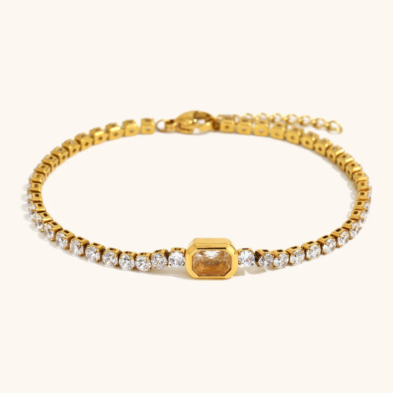 La.Muses Elastic Cubic Zirconia Stainless Steel Woman's Bracelet Fashion Luxurious Jewelry Party Accessories