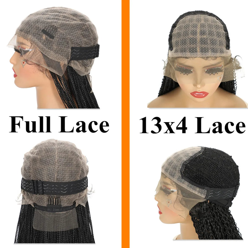 13x4 Lace Frontal Synthetic Braided Wig for Black Women Small Deep Wave Long Brown Wigs Crochet Braiding Wig with Baby Hair