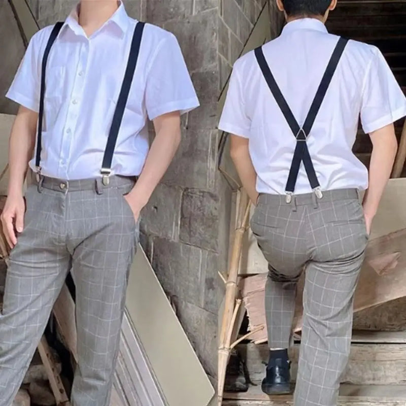 New Adjustable Adult Suspenders Elastic Strong Metal Clips Adult Belt 4 Clips Clip-on Suspenders Men Women