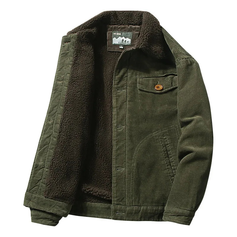 Winter Classic Corduroy Men's Cotton-Padded Clothes Standing Collar Casual Loose Coat Warm Cotton-Padded Jacket