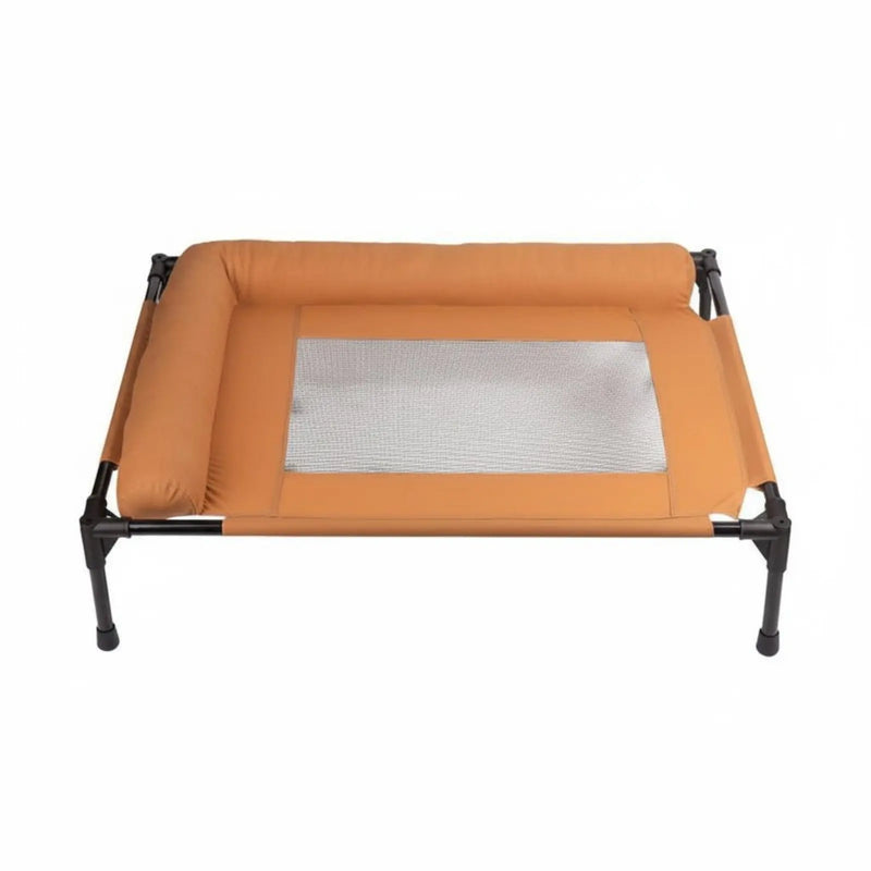 Elevated Dog Bed with Pillow Border Firm Support Elevated Dog Bed L-Shaped Pet Lounger All Seasons Use Cooling Mesh Pet Cot