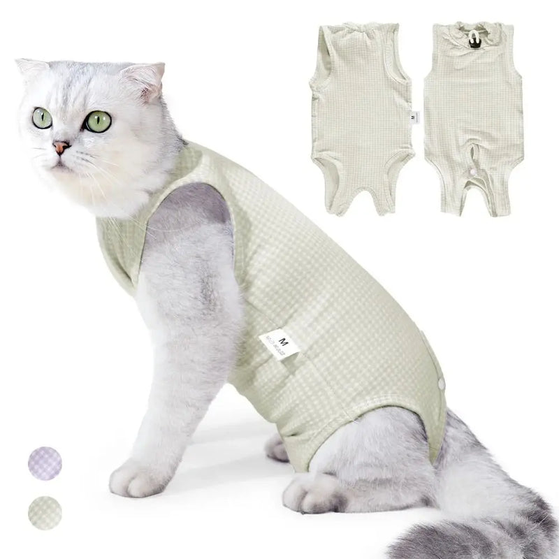 Breathable Pet Recovery Suit Soft Cotton High Elastic Cat Sterilization Clothes Adjustable Anti-Licking Weaning Jumpsuit