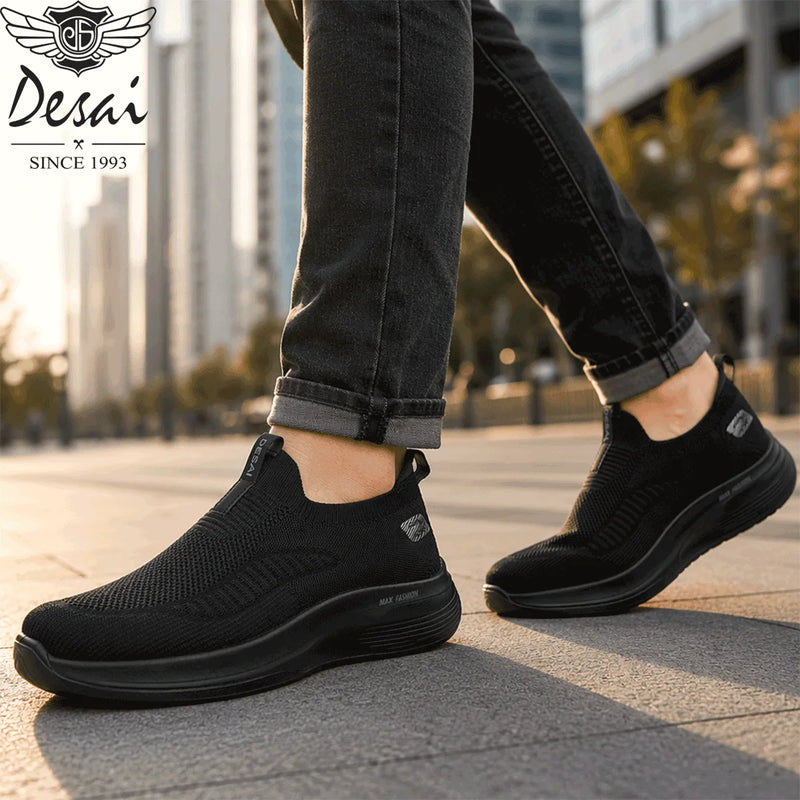 Desai Men's 2026 Autumn Hands-free Slip-on Walking Shoes Breathable Knit Comfort Sole For Daily Commute Office Casual Wear