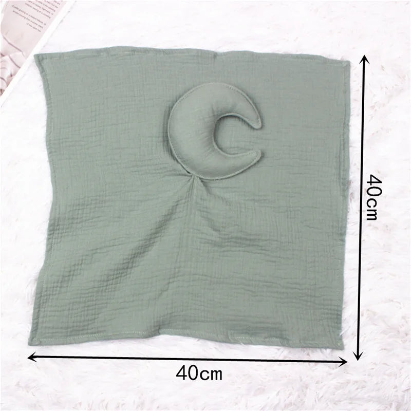 Baby Security Blanket Soft Cotton Muslin Comforter for Newborn Infant Sleeping Snuggle Toy Stuffed Animal Soothe Appease Towel