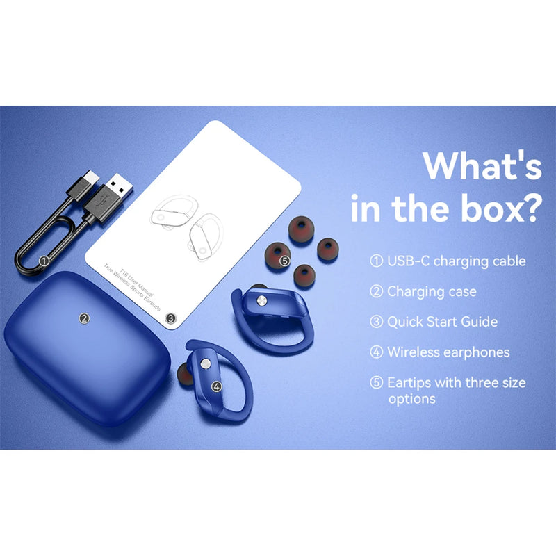 Wireless Earbuds Bluetooth Headphones 48hrs Play Back Sport Earphones with LED Display Over-Ear Buds with Earhooks Built-in Mic