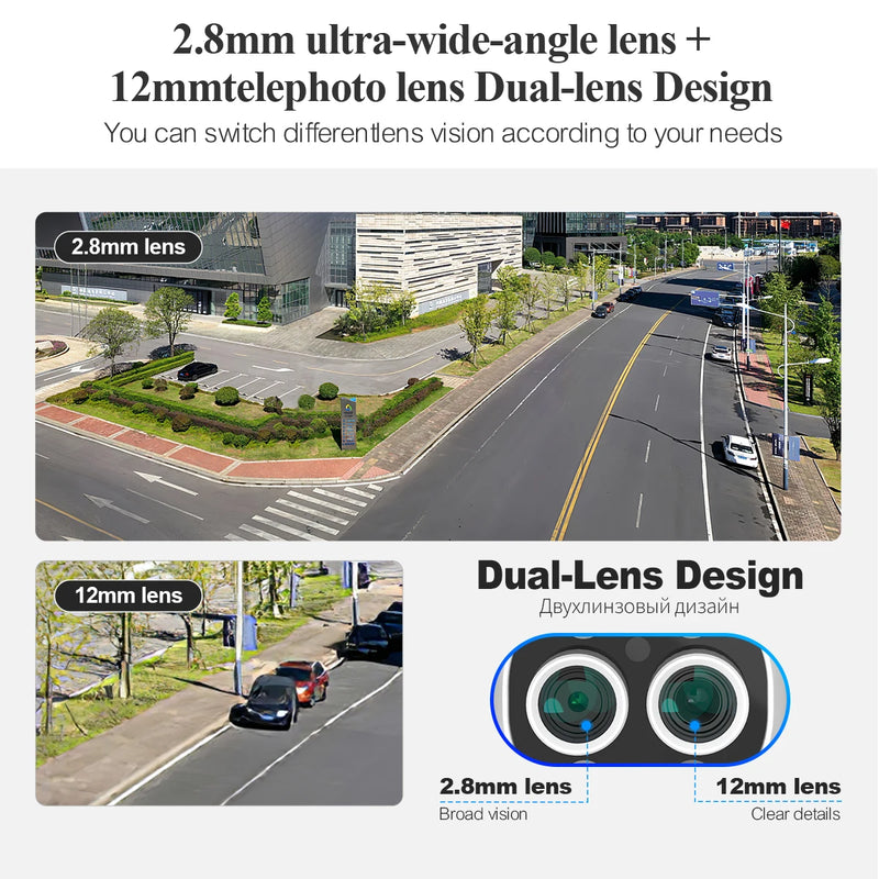 Techage H.265 8MP 36CH Dual Lens POE Camera Kit Humanoid Auto Traking Smart AI 8X Zoom PTZ POE Survillance Kit E-mail Alert P2P