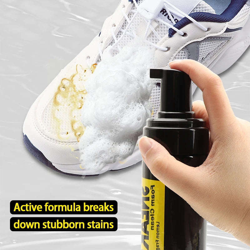 White Shoe Cleaner Foam Dry Cleaning Kit 150ML Waterless Foam Sneaker Cleaner Shoe Brush and Cleaning Cloth Set