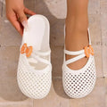 Women's Garden Clogs Breathable Hollow Slip on Mule Shoes Lightweight Comfortable Daily Outdoor Beach House Slippers Khaki White