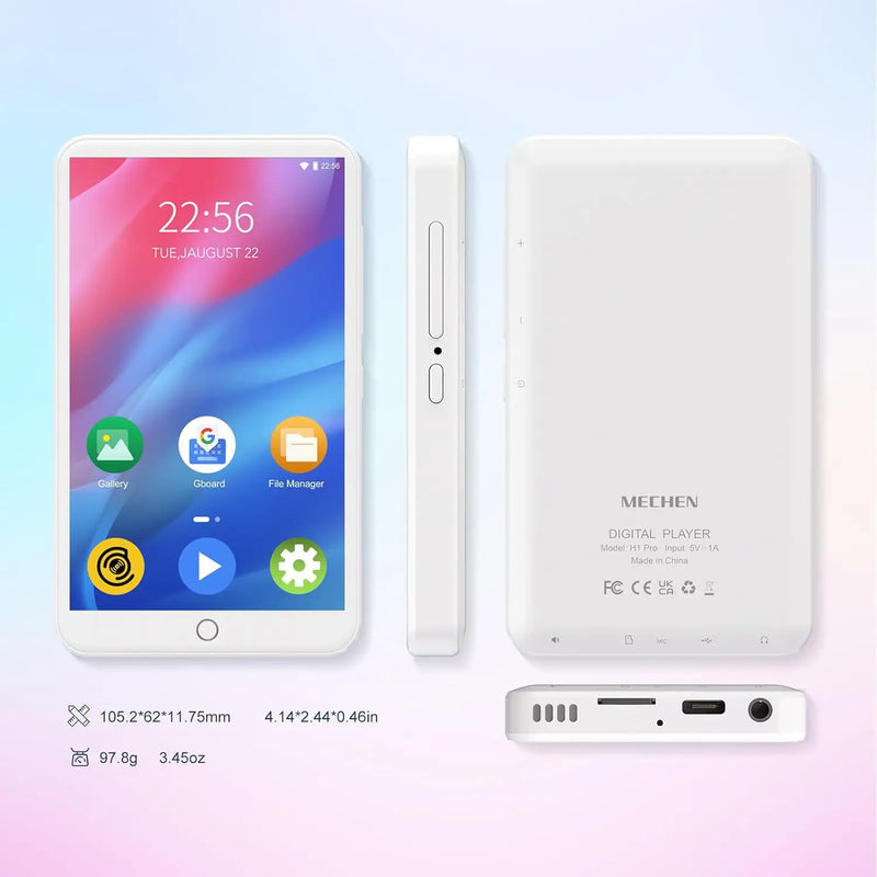 MECHEN 16GB Android 9.0  MP3 Player  with Bluetooth and WiFi， with Spotify，Audible，Pandora， Up to 512 GB (White)