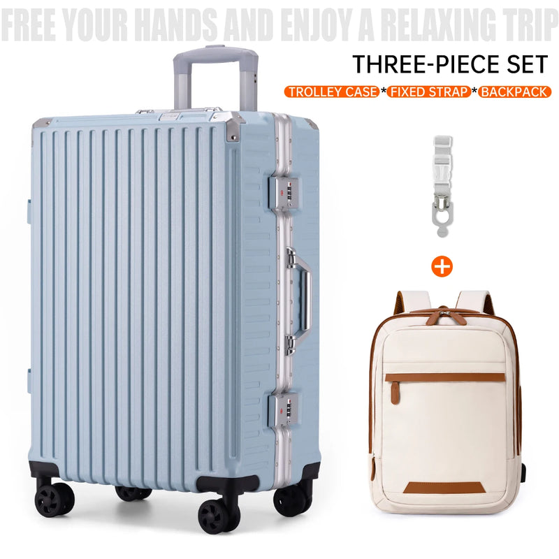 Trolley Luggage 20 24 26 28" Aluminum Frame Rolling Luggage Case USB Travel Suitcase on Wheels Combination Lock Carry on Luggage