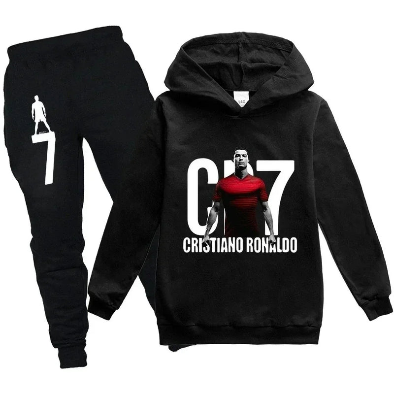 3-12 Years Spring Autumn Football CR7 Print Hoodie+Pants | SAMAG