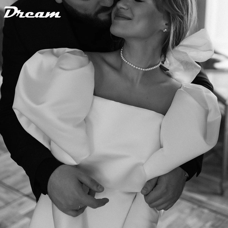 DREAM Customized Long Bubble Sleeves Satin Micro Wedding - View 6 | SAMAG