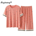 Plus Size Women's Capri Pants Pajamas Sets Polka Dot | SAMAG