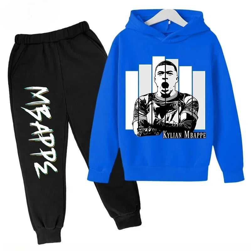 Spring Autumn Children's Hoodie Set Mbappe Print | SAMAG