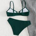 Sexy U-shape Metal Ribbed Jasper Bikinis Sets Two Pieces | SAMAG