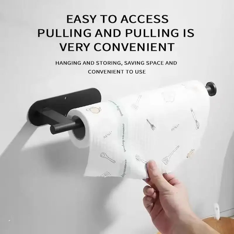 Stainless Steel Silver / Black Paper Towel Wipe Hanging Rack Can Store Cling Film Roll For The Kitchen - View 6 | SAMAG