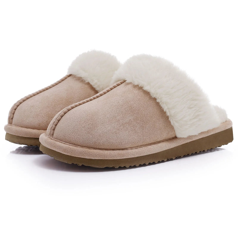 Comwarm Winter Fluffy Fur Slippers for Women Warm New Home Slippers Faux Fur House Mules Shoes Indoor Bedroom Comfy Fuzzy Slides