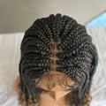Synthetic Braided Wigs Lace Front Wigs Curly Ends Box Braided 4x4 Lace Wig with Baby Hair for Black Women Afro Wig 18 Inches