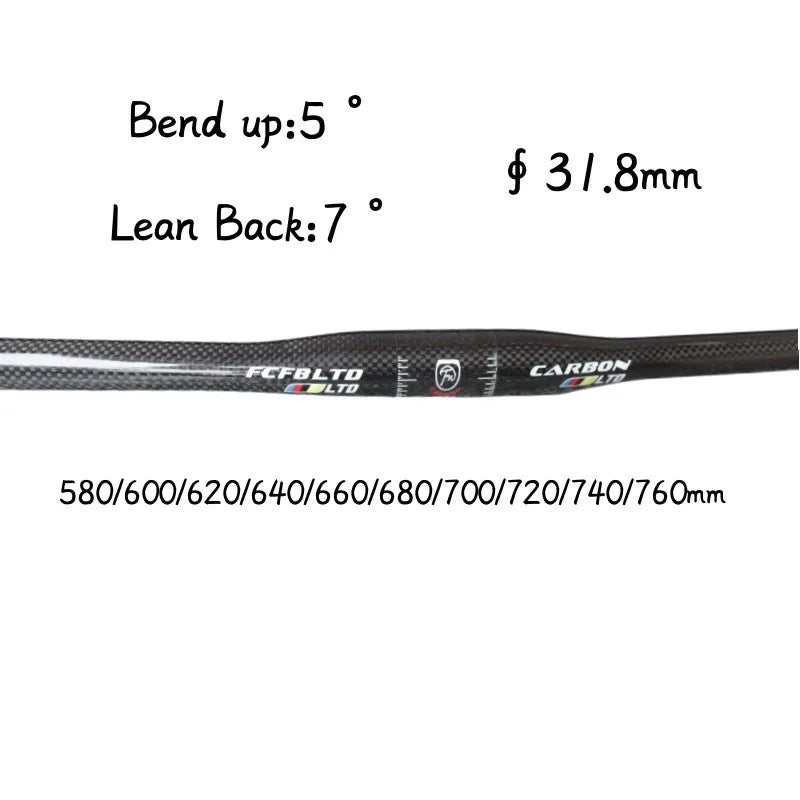 Carbon handlebar MTB Flat Or Rise 31.8*380 - 760mm matte - View 5 | SAMAG
