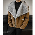 Autumn Winter Stand Collar Lapel Cotton Leather Jacket Imitation Mink Fur Warm Jackets Streetwear Social Streetwear Men Clothing